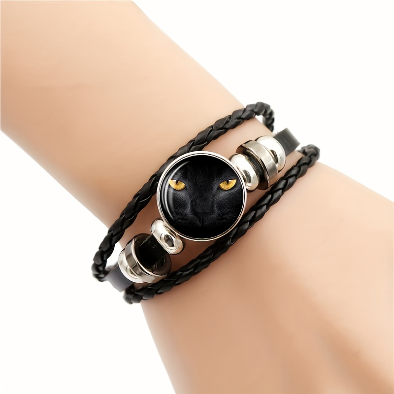 Men's Mysterious Black Cat Adjustable Bracelet