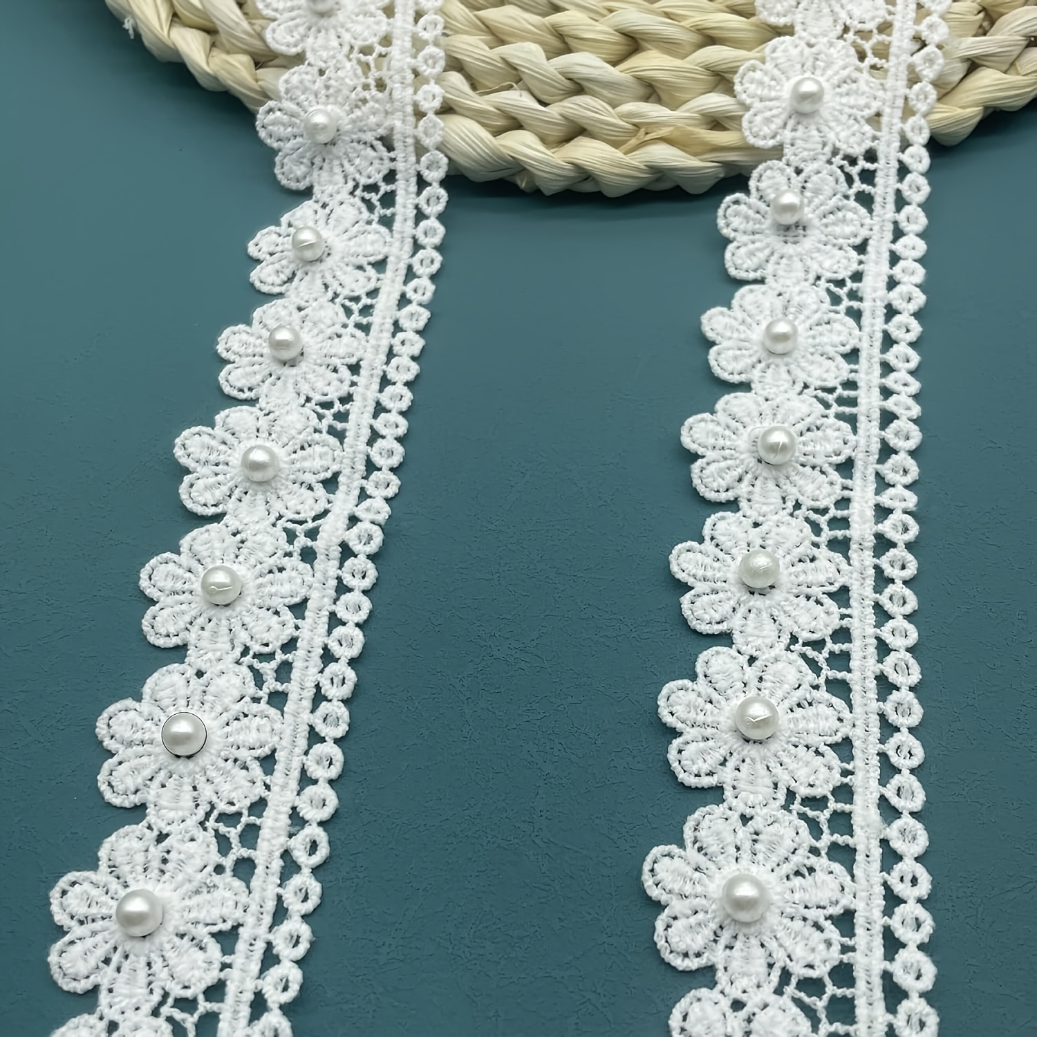 TEMU Bordure de dentelle avec floraux, idéale pour les décorations de mariage et le bricolage, avec une bordure de ruban décoratif