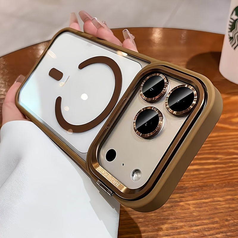 TEMU Phone Case - New Universal Case With Holder And Magnetic Transparent Back For Iphone. Features Full-body Drop Protection And , Niche Feel.