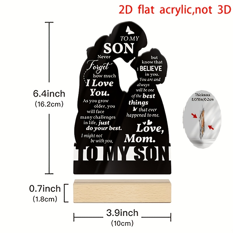 TEMU 2d Flat, 1pc Acrylic Sign With Wooden Base Tabletop Decoration - " How Much I Love You" Message Suitable For Farmhouse,, Living Room Desk Decor,