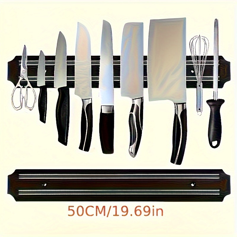Magnetic Wall-mounted Kitchen Organizer Rack - Durable Plastic Knife, Scissors And Cutlery Rack, Practical Shelf