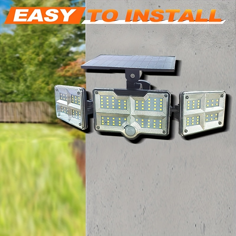TEMU 1 Pack Solar Outdoor Security Light, 122led,, Motion Sensor, 3 Lighting , 270° Wide Angle Wall Flood Light, , Enhance Home Security
