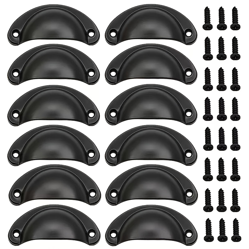 12-pack Shell Design Iron Drawer Pulls Handles – Decorative Cabinet Knobs For Kitchen, Dresser, Furniture (2.6” Hole Center, 66mm) – 9 Color Options