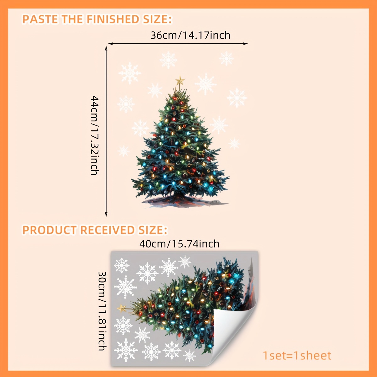 Image of 1pc (30 X 40cm) Christmas Tree Holiday Decoration Glass Window Sticker Bedroom Living Room Balcony Shop Window Decor Self-adhesive Double-sided Printing (ct7054-yc)