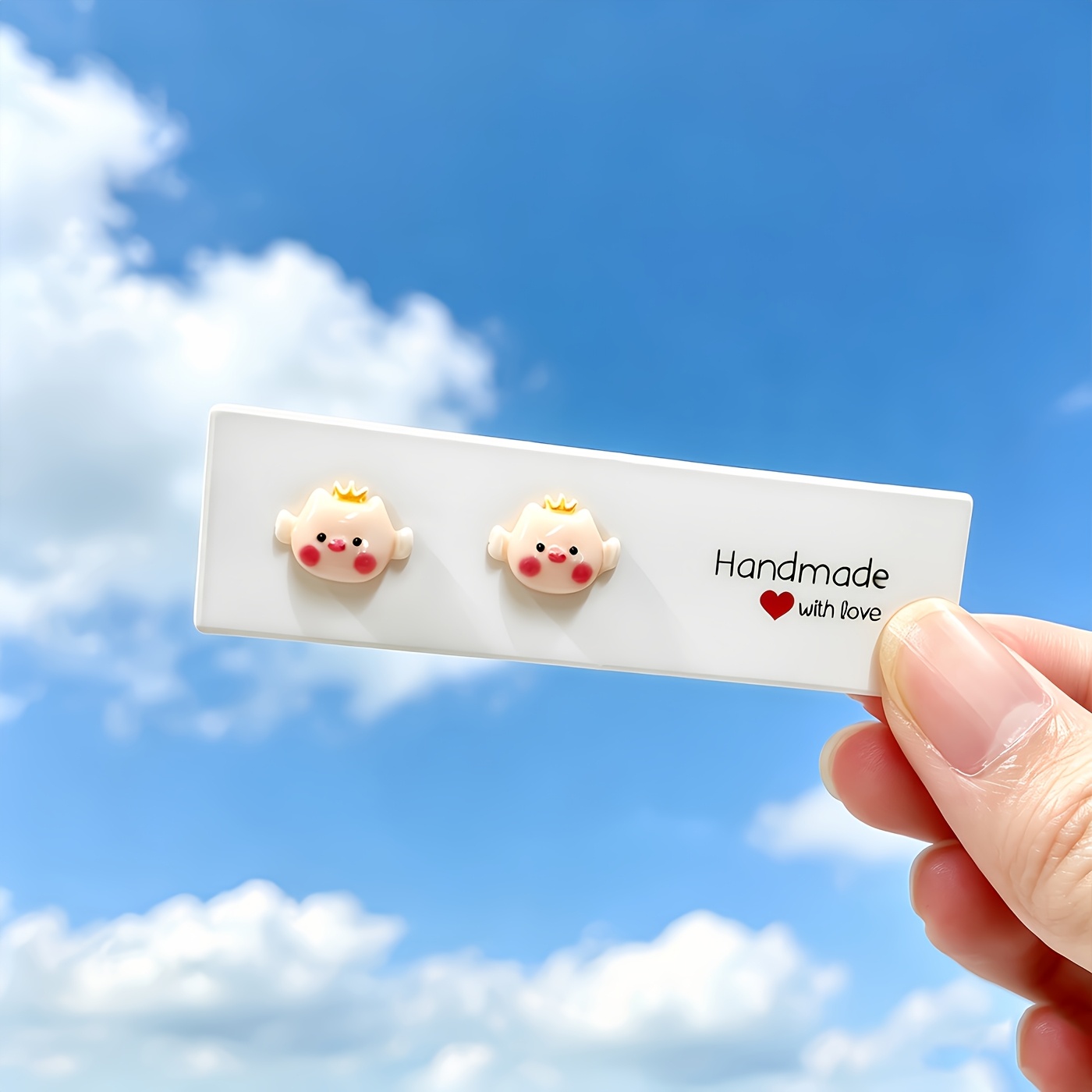 2pc Macaron Color Pig Stud Earrings Set, Cute & Fun