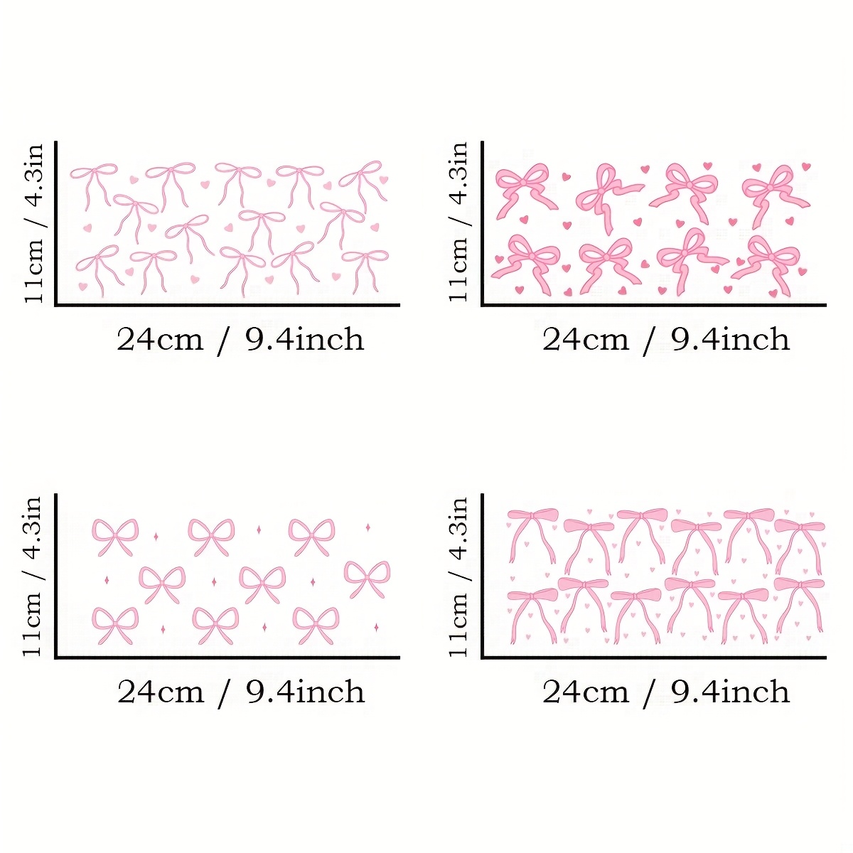 Image of 4pcs Pink Bow Ribbon Coquette Design Set, Uv Dtf Transfer Stickers, Waterproof & Scratch-resistant Decals, High-quality Diy Art Crystal Labels For Roller Skating And Cycling , 16oz Glassware & Mugs