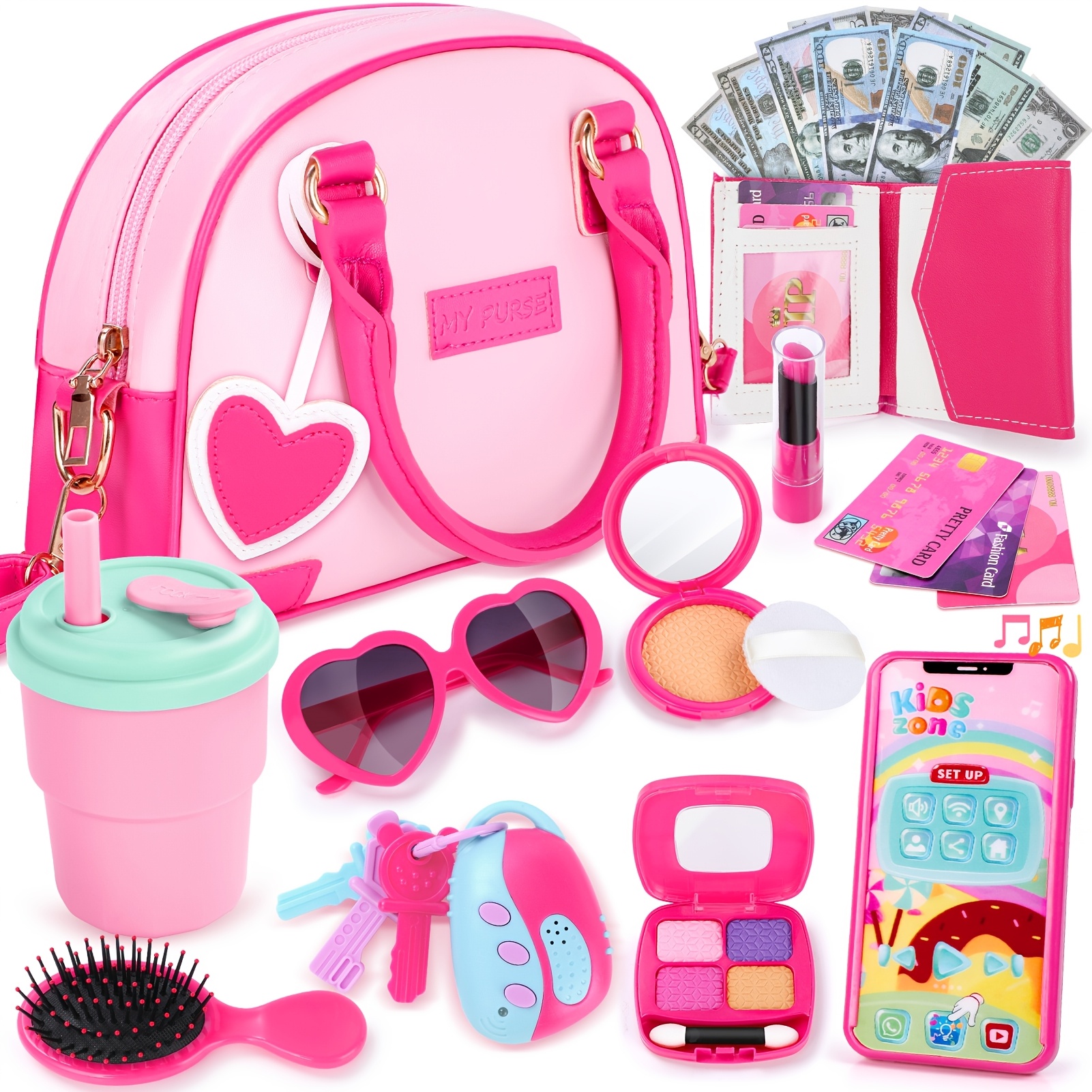 little girls play purse pretend makeup pink toy purse Temu