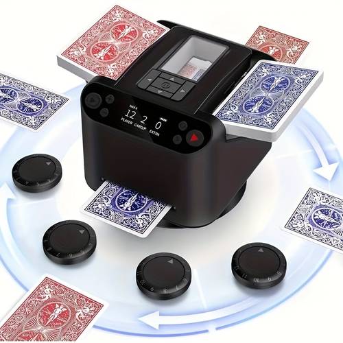 party tabletop dealer black smart rechargeable automatic shuffler and dealer playing cards 360 rotatable suitable for popular