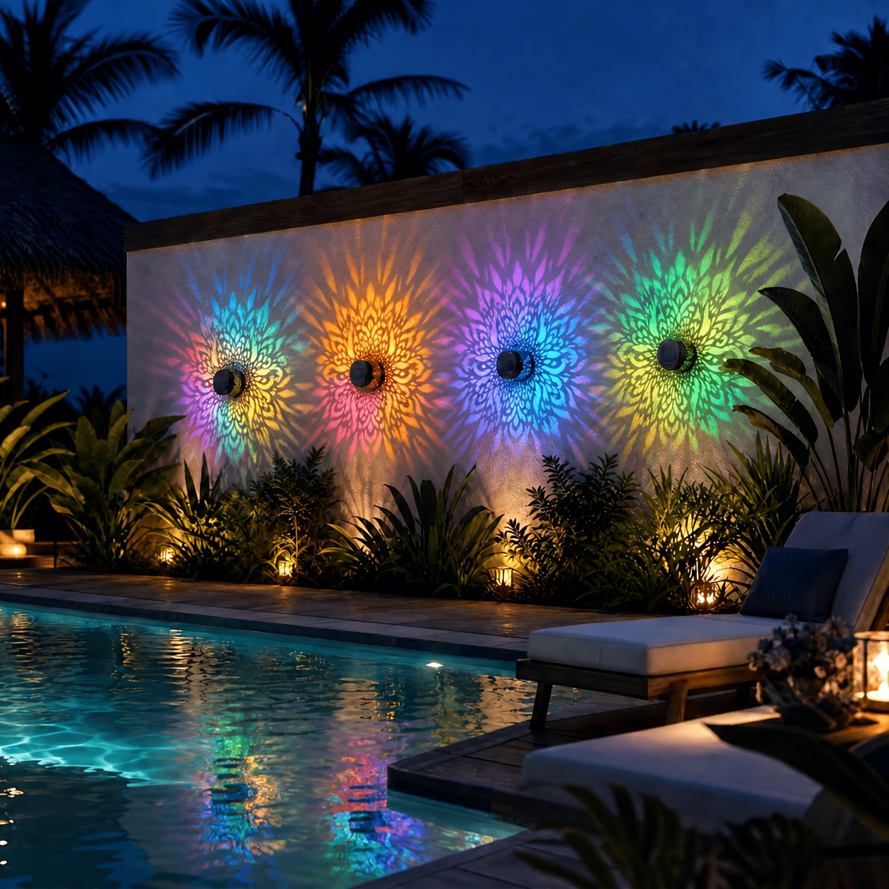 TEMU 1/4/6/8pcs Solar Mandala Wall Light, Ip44 Hanging Wall Sconce With Hollow Out Pattern, 7 Color Changing Solar Outdoor Wall Lamp For Patio Yard,