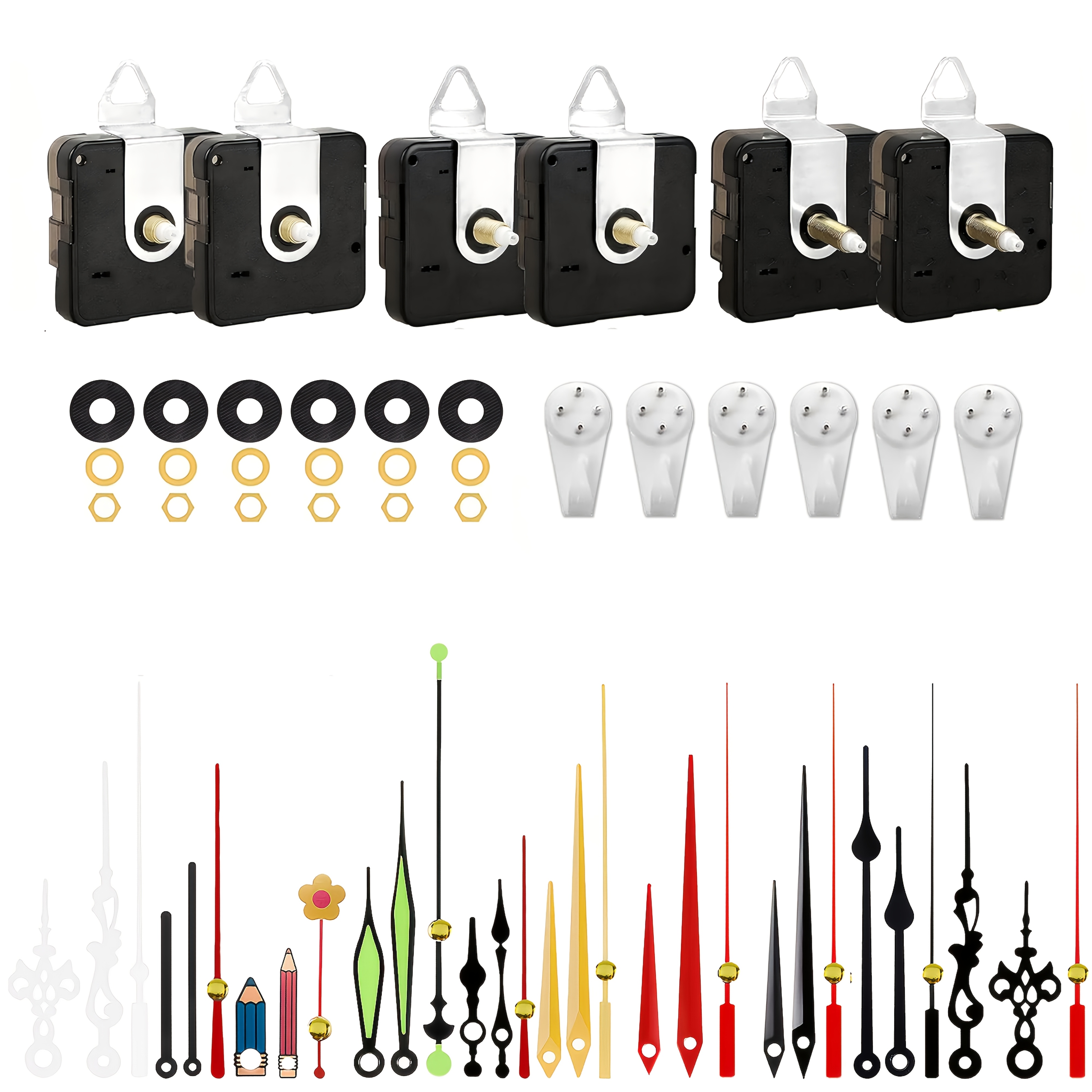 TEMU 6 Kits de Mouvement à Quartz Silencieux, Longueur de Arbre : 2pcs de 13Mm, 2pcs de 16Mm, 2pcs de 22Mm, Incluant 10 Ensembles de Aiguilles de