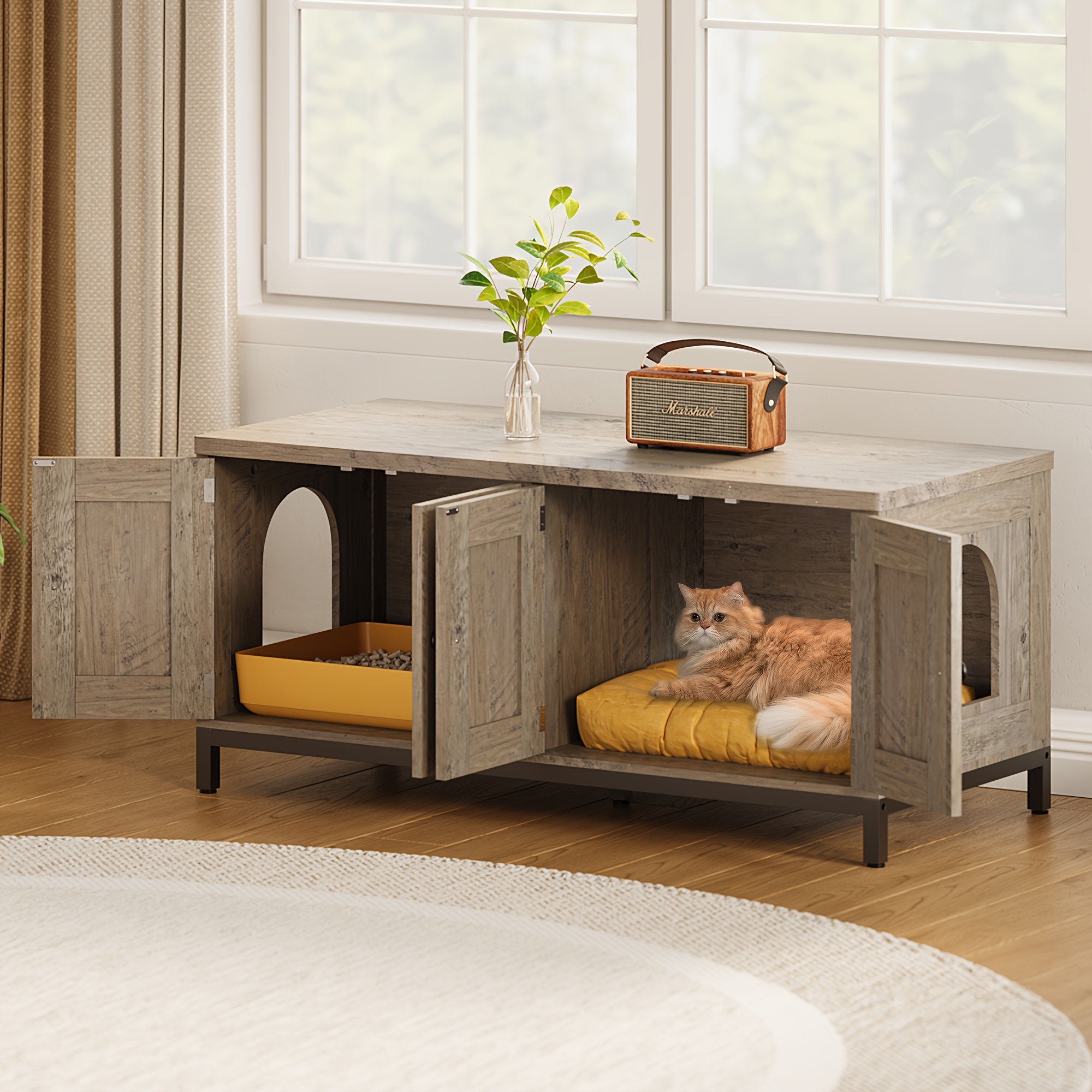 

Cat Litter Box Furniture, Cat Litter Box Enclosure, Hidden With Double Room