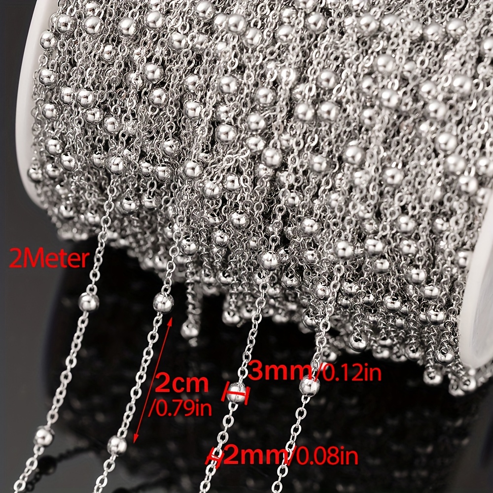 2meter Stainless Steel No Fade Golden Color Bead Chain For Necklace Bracelet Jewelry Making Additions Ball Chain