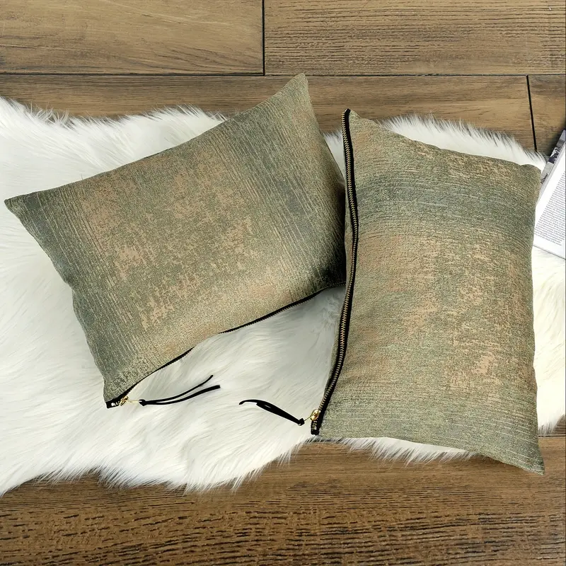 2pcs jacquard chenille big zipper soft decorative pillow covers set with double sided no insert stylish cushion cover for sofa couch chair living room bedroom decor Product details 7