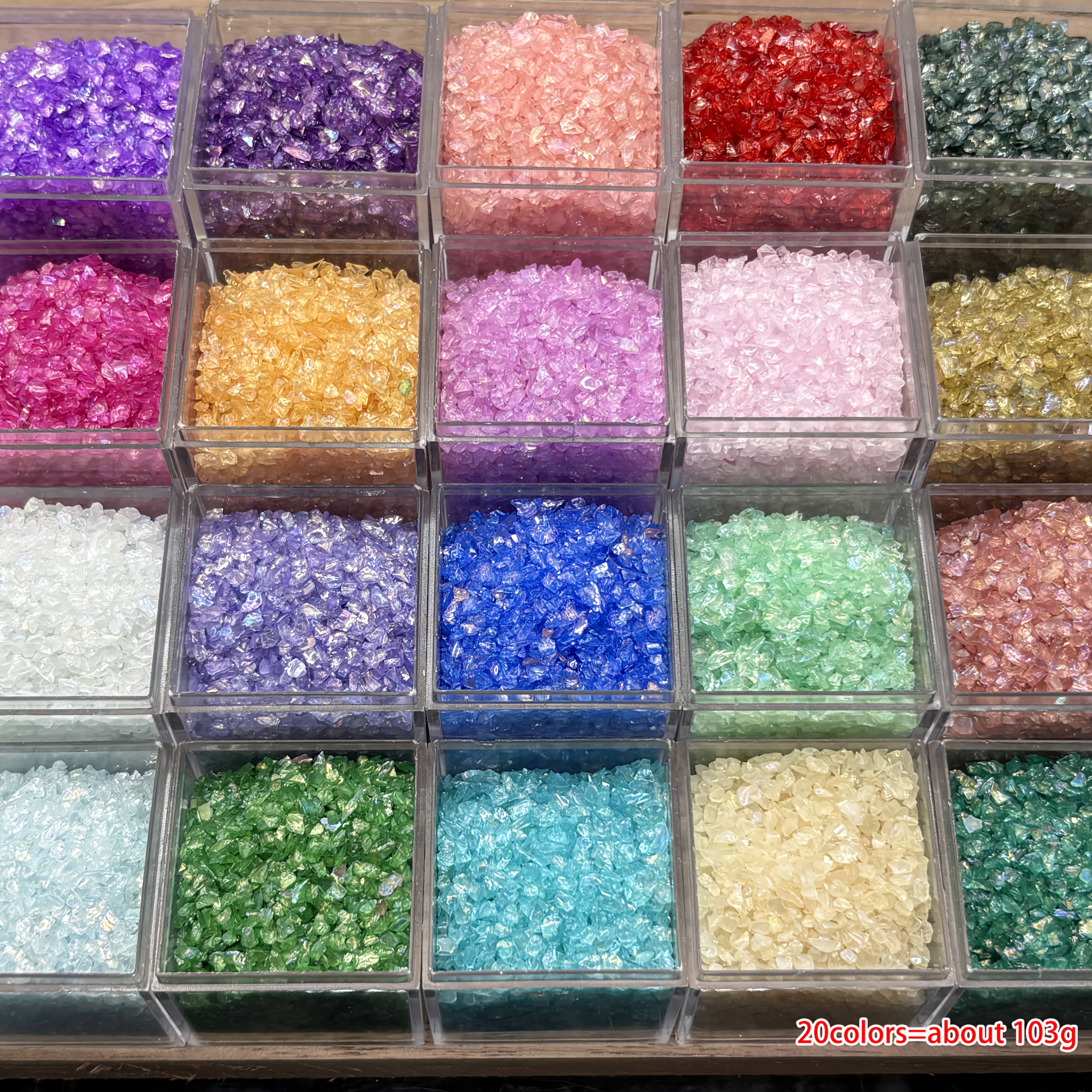 TEMU 20 Colors, 2-5mm, 103g Ab Color Glass Chips, Suitable For Diy Creative Painting, Coasters, Keychains, Wreaths, Etc. - For Nail Art, Clothing,