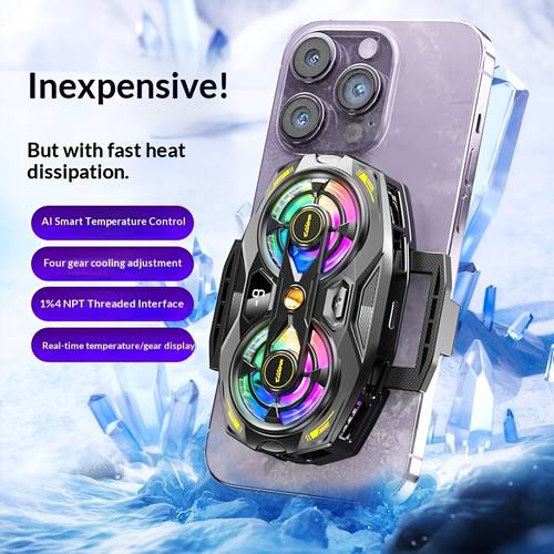 enfriador de teléfono móvil con ventilador y pantalla digital, ideal para y streamers