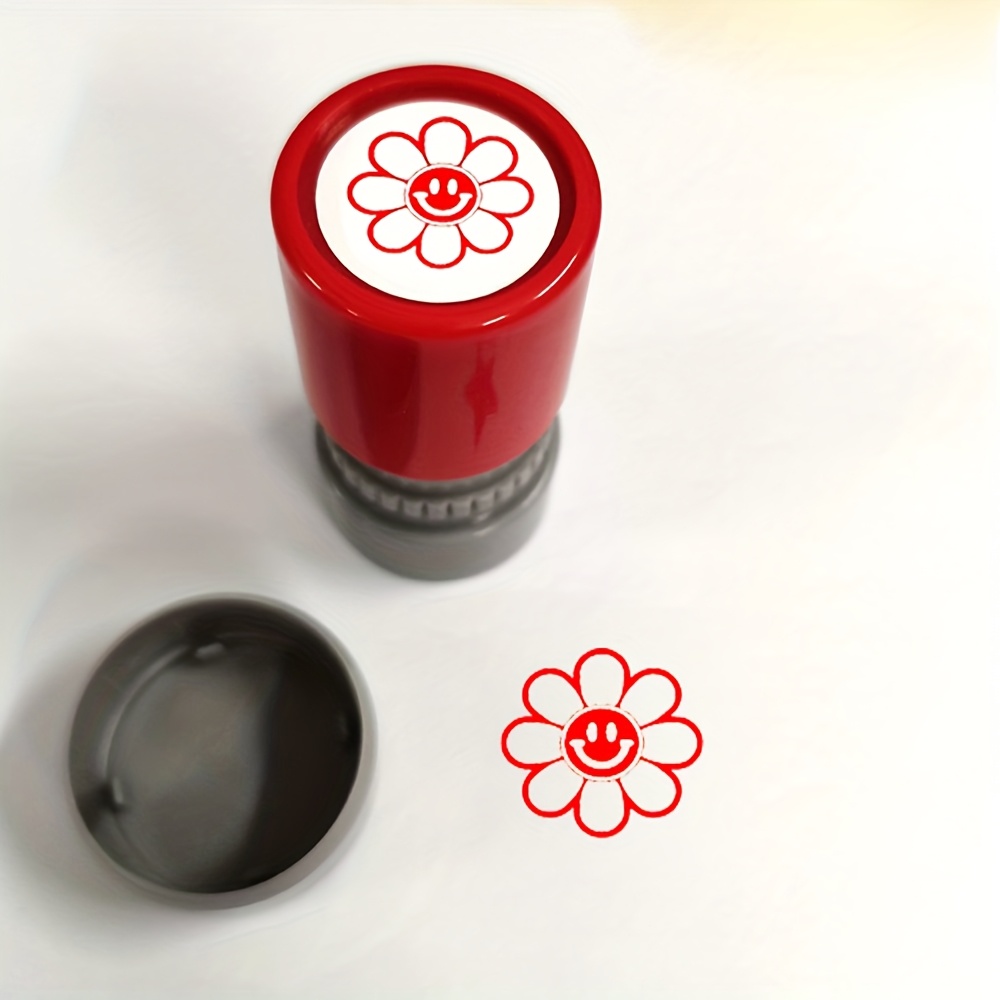 

Sunflower Customer Service Stamp With Ink - Abs Plastic Round Receipt Stamp For Use, English Language