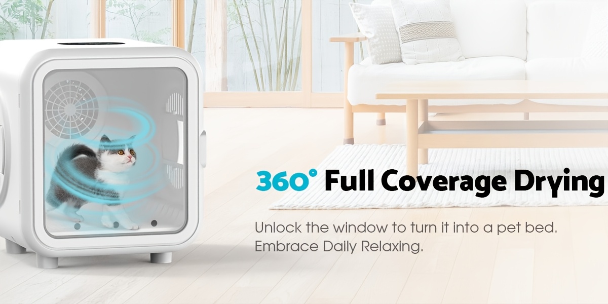 Cobuy Pet Dryer Box 68L, 15Min Fast 360° Drying, No More Pet Scared of Blower, 5 Modes for Cats Small Dogs