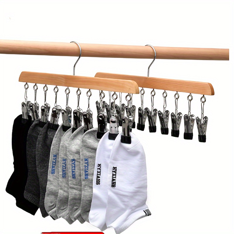 1pc 20-hook Wooden Hat Hanger, Clothes Drying Rack For Underwear, Ties,  Camisoles, Scarves, Belts, Household Storage Organizer For Bathroom,  Bedroom