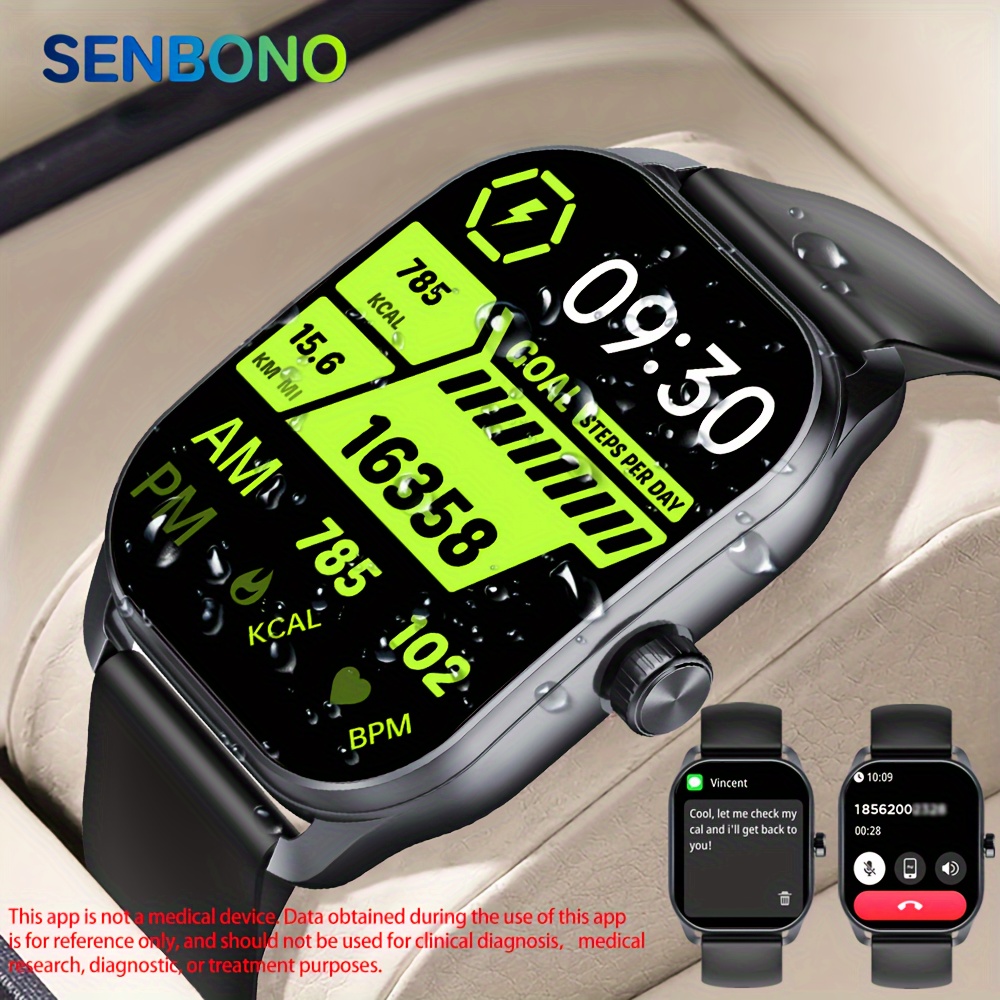

Senbono Smart Watch Men, With 2.01inch 3d Cureved Hd Screen, With Wireless Call, Make Or Answer Call, Multiple Sport Modes, Calories, Distance, Steps Sport Smartwatch For Men Women, Gift For Men Lady