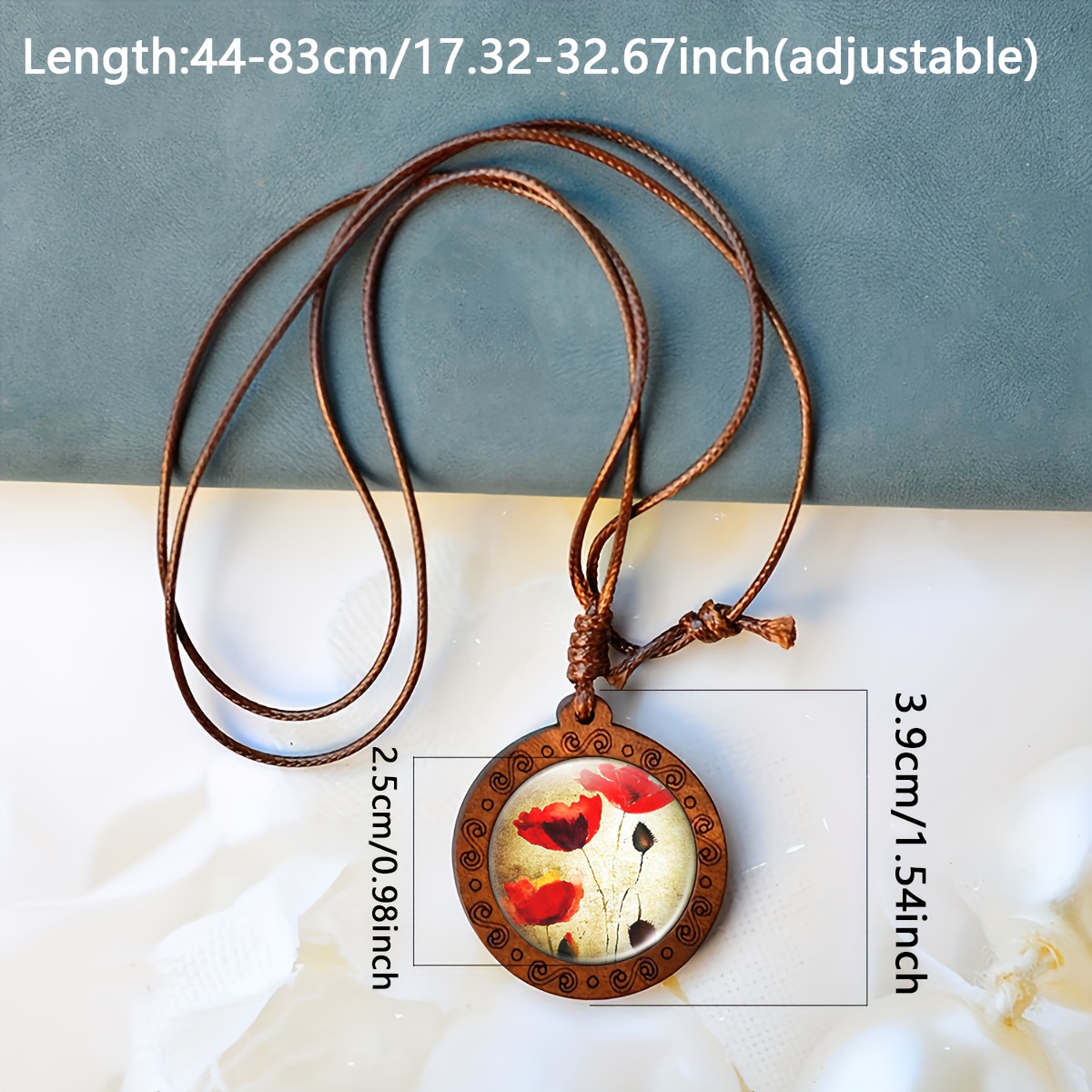 Handcrafted Wooden Round Pattern Necklace Pendant for Unisex