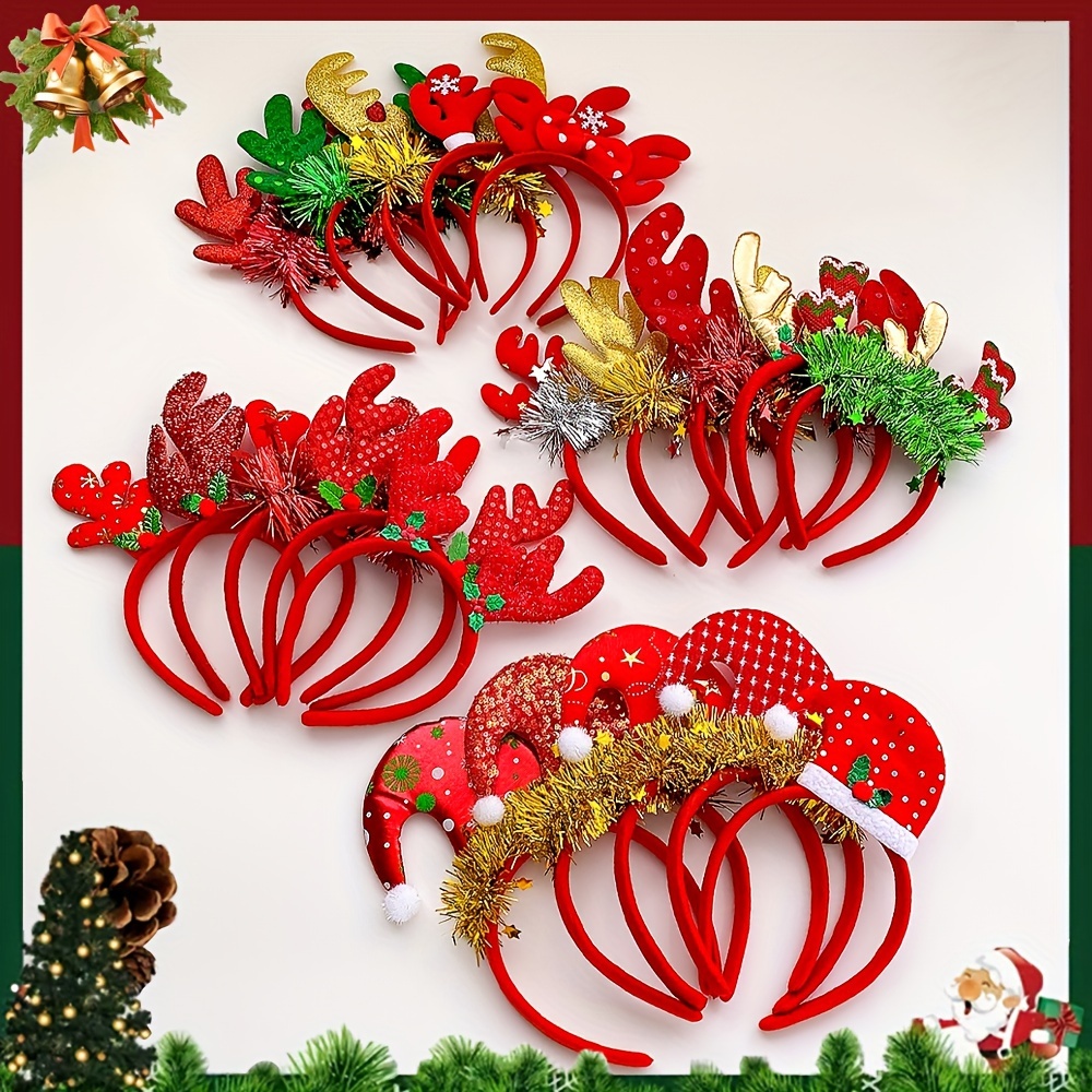 

5/10/15pcs Random Christmas Accessories Hairbands Suitable As Christmas Gifts For Girls