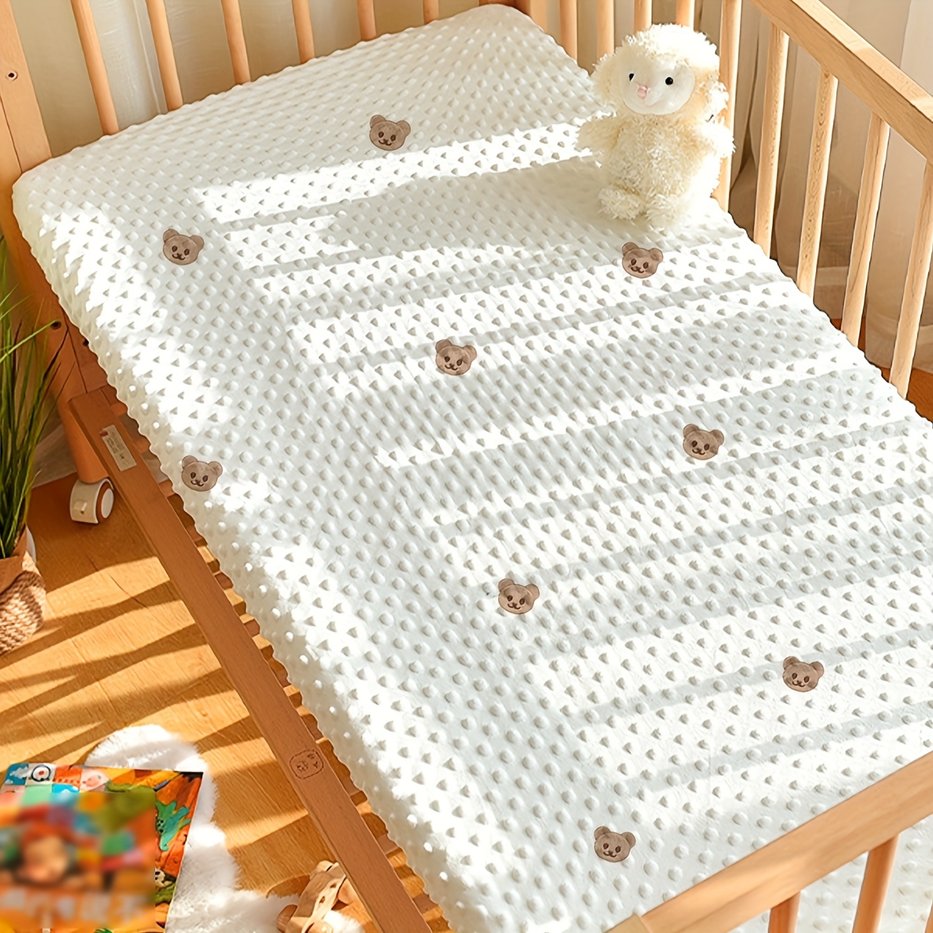 1pc Of Teddy Bear Embroidery Pattern Fitted Sheet, Soft And Comfortable Mattress Cover, Simple And Elegant Design, Suitable For , Machine Washable, Unisex