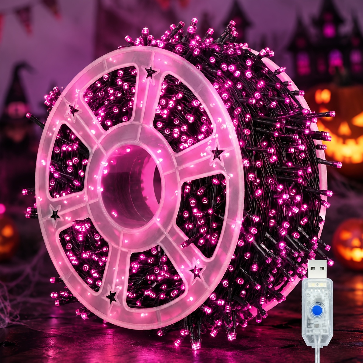 TEMU Guirlande Lumineuse LED Halloween 420/340/280/200 LED, 50.0 Mètres/40.0 Mètres/30.0 Mètres/20.0 Mètres Guirlande Féérique, 8 d'Éclairage,