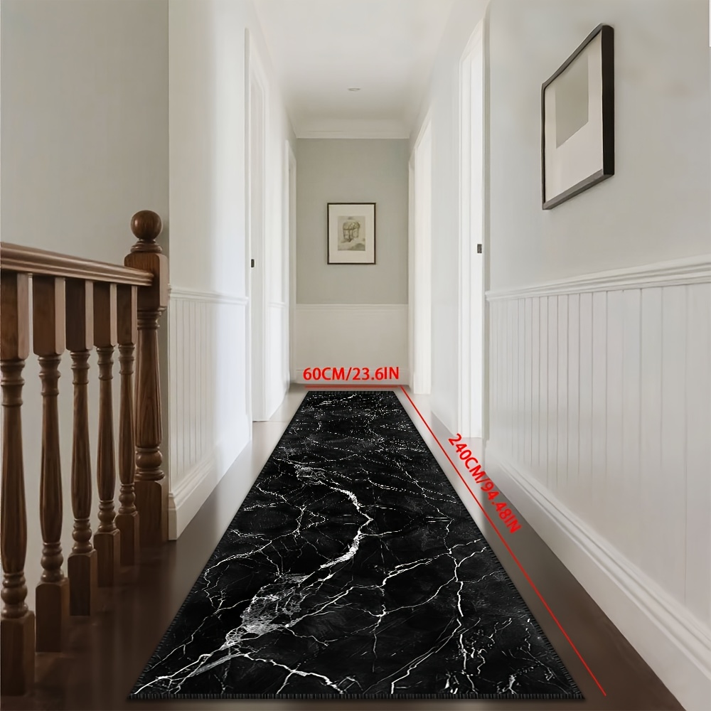 TEMU Golden Diamond Velvet 1pc, Marble Crackle Pattern Hallway Runner Rug, Soft And Comfortable Kitchen Area Floor Mat, Machine Washable Bathroom