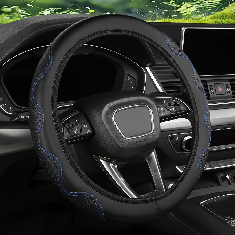 Image of 1pc Universal No Faux Leather Car Steering Wheel Cover Steering Cover Stering Cover Embossed Anti-slip Auto Stereng Cover Car Interior Additions Suitable For