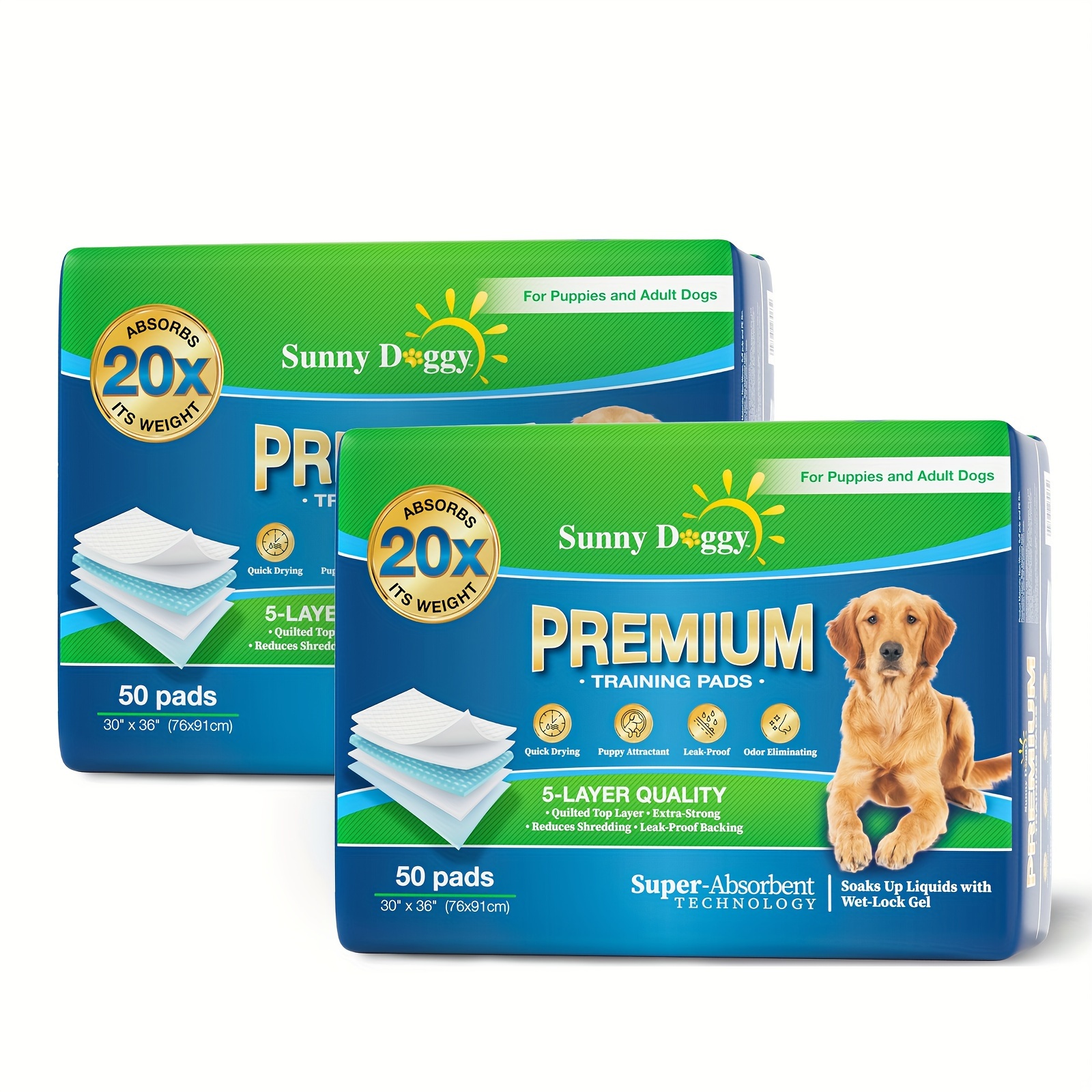 TEMU Sunny Doggy 80/100/240 Pcs Disposable Pee Pads For Dogs, Puppy Pads Pet Training Pads Upgraded , Potty Pads Absorbent And Leak-proof Dog
