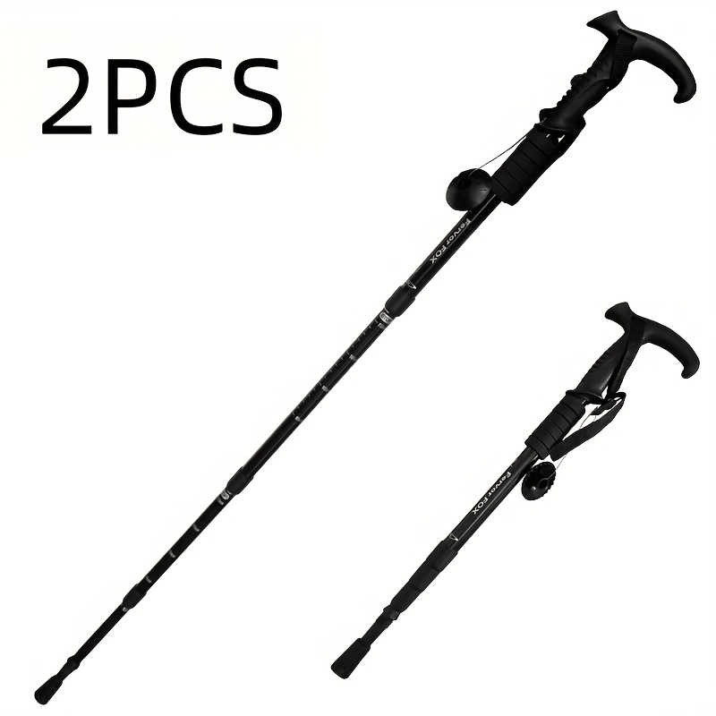 E-shop 2 Stück T-förmige Aluminiumlegierung Trekkingstöcke mit Stoßdämpfung, rutschfestem Griff verstellbarer Höhe – Leichtes Outdoor-Zubehör für