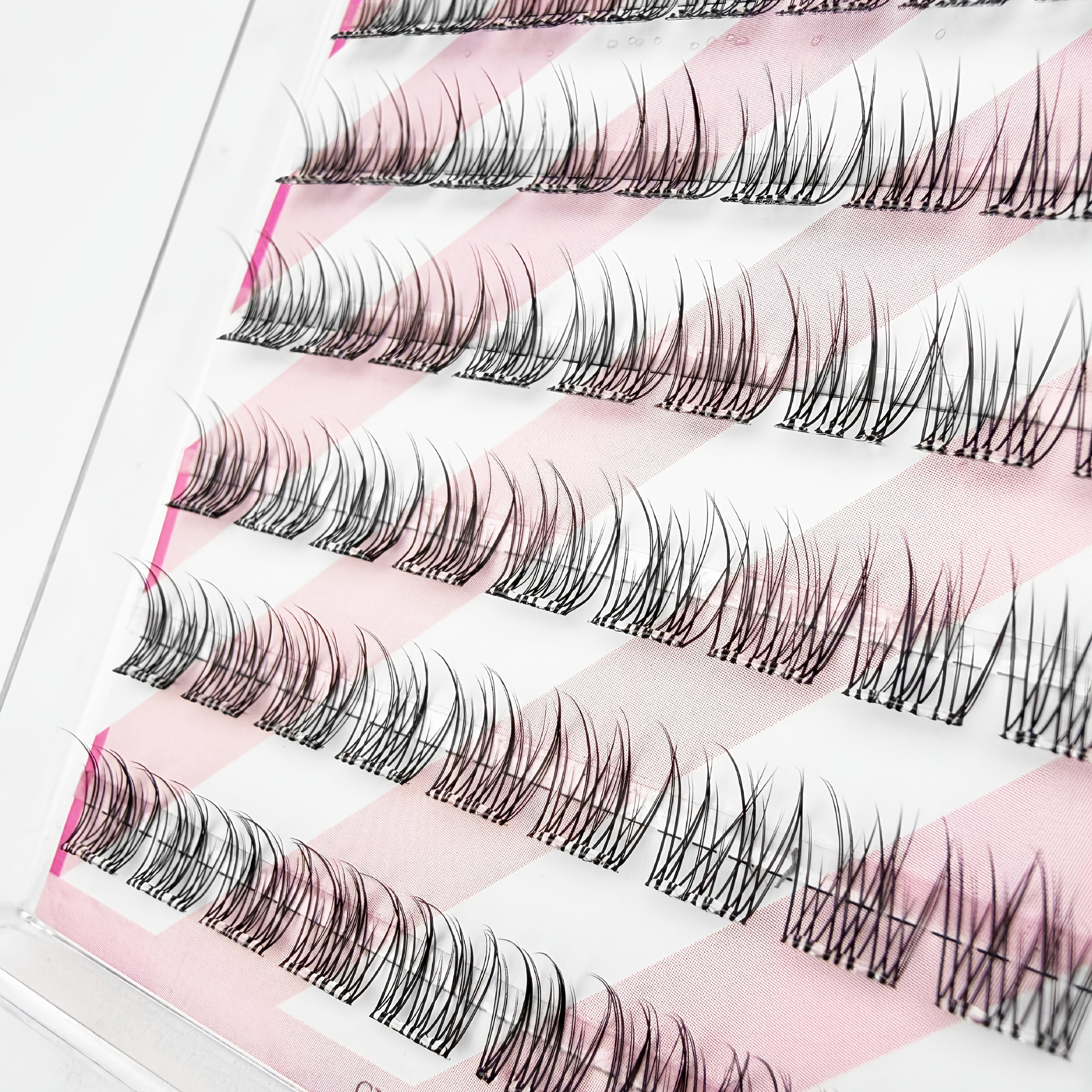 Natural Slender Long Upturned Clear Stem Segment Lashes