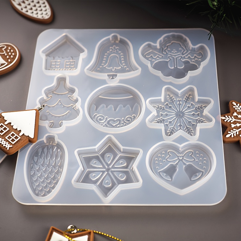 

1pc Christmas Pendant Silicone Mold House Christmas Tree Snowflake Keychain Earrings Drip Molds