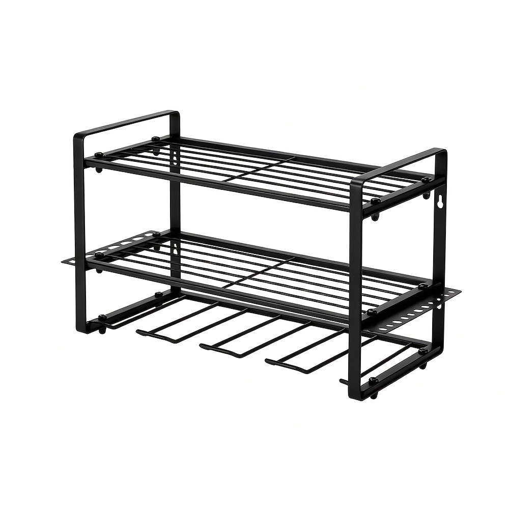 TEMU 3-tier Wall Mounted Tool Rack, Power Tools Metal Organizer With 4 Drill Bit Holders And Hooks, Space- And Sturdy Metal Construction, Utility