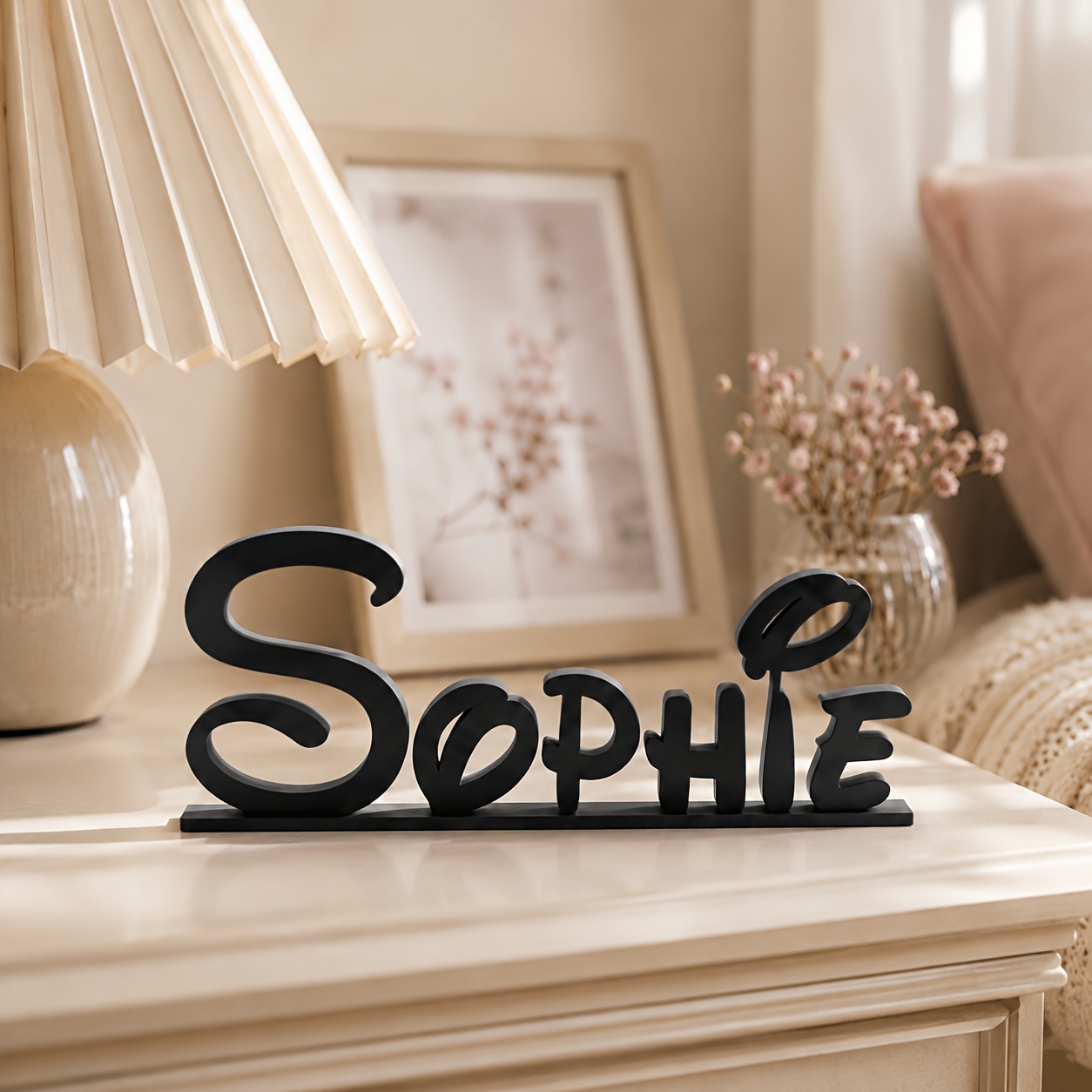 TEMU 2d Flat, 3d Name Plate - Customizable Desktop Ornament, Engraved /initial/text, Elegant Letter Decoration, Suitable For Home, Office, And