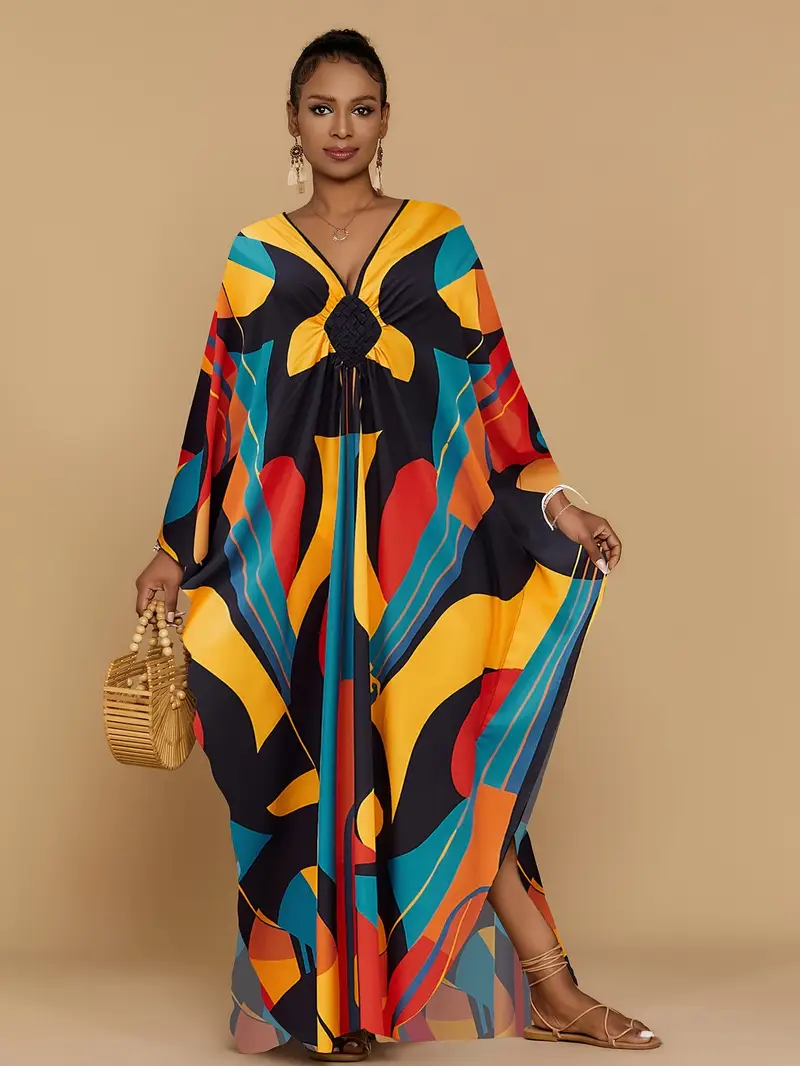 Casual Geometric Printing V Neck Printed Dress Dresses Casual Geometric Printing V Neck Printed Dress Dresses