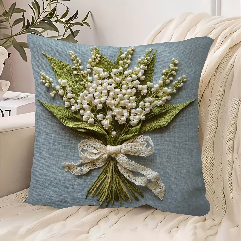 

1pc, Coussin En Peluche Super Imprimé Sur Côtés de 18x18 Pouces, Bouquet de La de La , Couvre-coussin Pour , Le Canapé, , , La Décoration de Festival, Noyau de Coussin