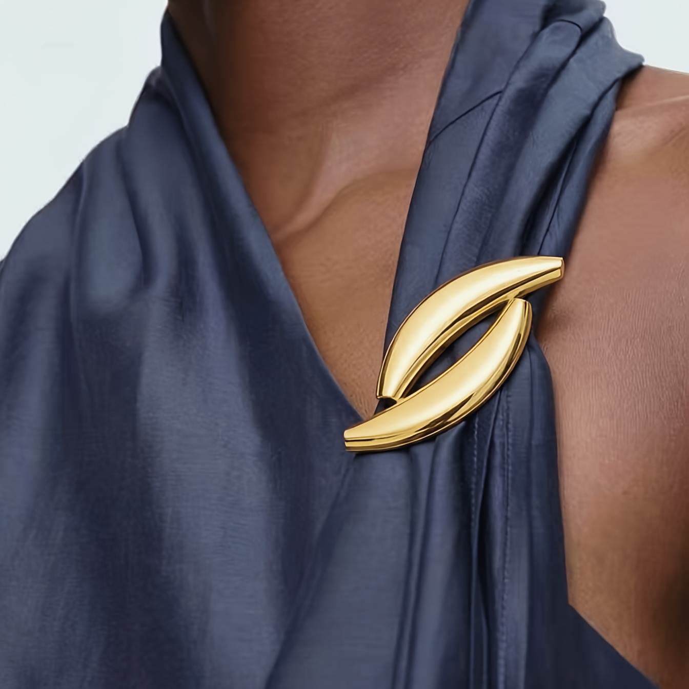 TEMU 1 broche de metal con forma de hoja , estilo minimalista de lujo , diseño artístico , adecuado para combinar con vestidos, suéteres de cuello o