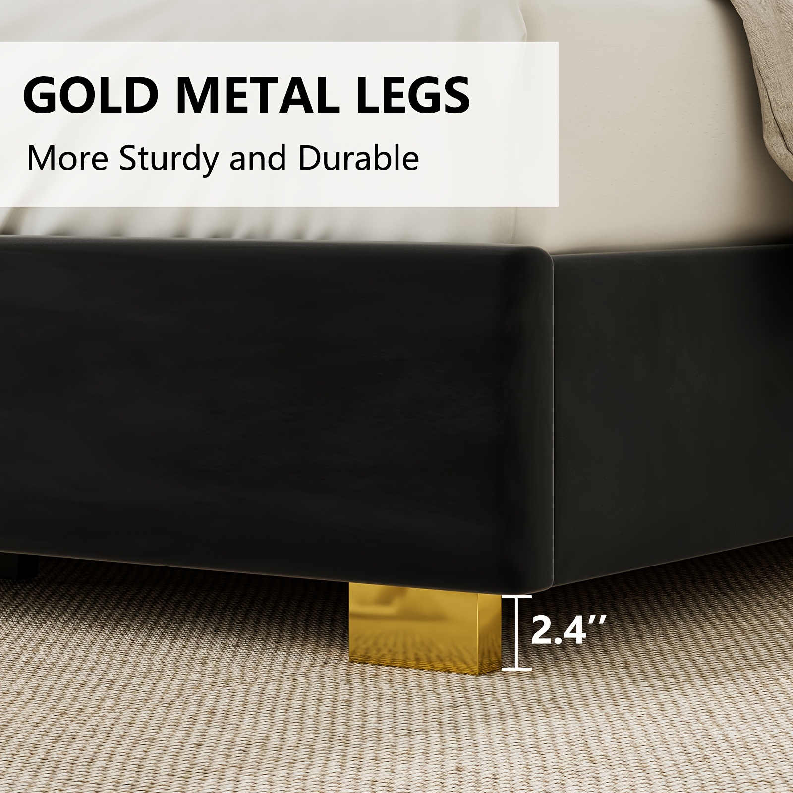 LUXOAK Modern Upholstered Bed Frame with 65