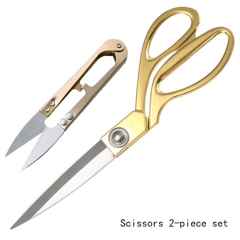 

2pcs Set, 8-inch Golden Stainless Scissors, Fabric Shears, Professional Heavy-duty Sewing Scissors For Clothing, Sharp And