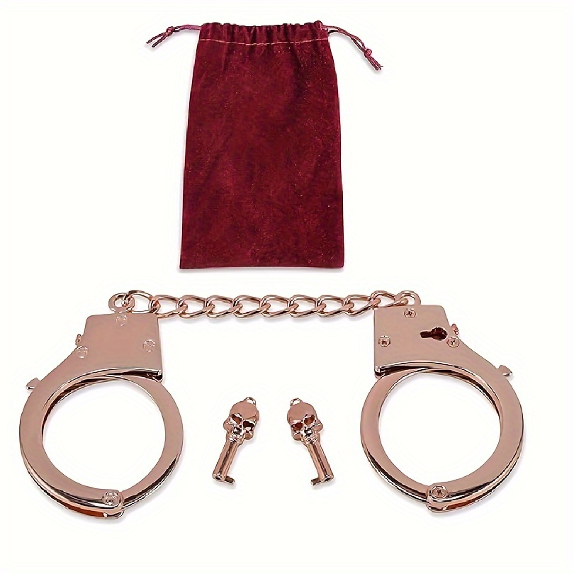 

Toy Metal Handcuffs With And Handcuff Keys To Unlock, Solid Steel With Rose-gold Colored Coating, Perfect For Costumes