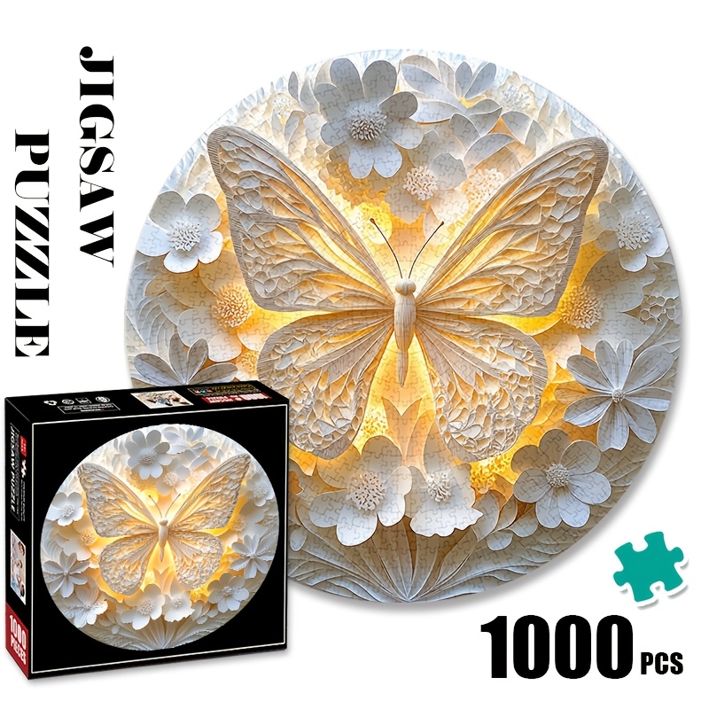 Image of White 1000pcs Large Paper Jigsaw Puzzle Toy, Exquisite Game Gift, Family Interactive Game Puzzle, Diy Decoration, Brain-challenging Halloween, Christmas, Holiday, New Year Gift