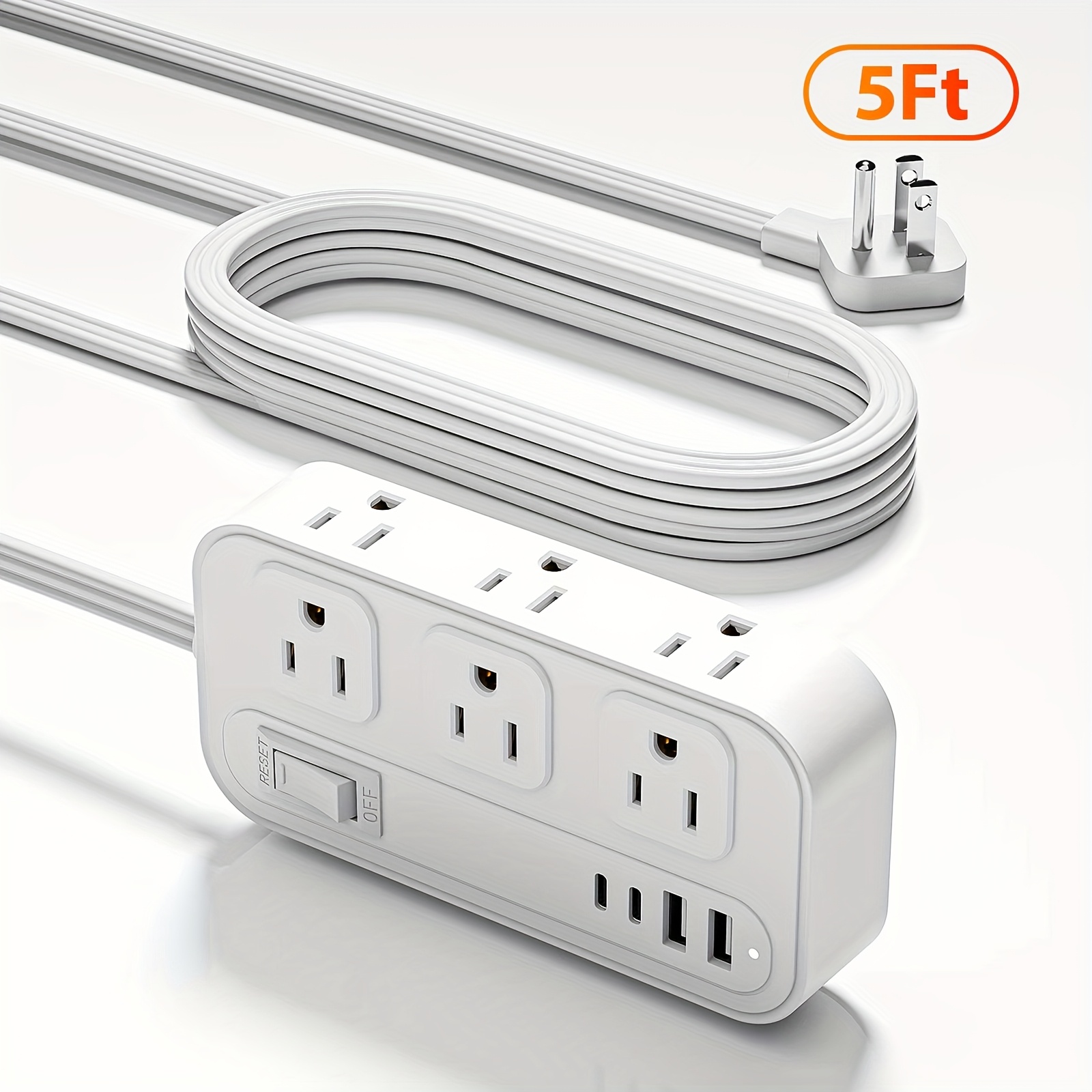 TEMU 1pc 10-in-1 Power Adapter With 2 Usb Outlets, 2 Type-c Outlets And 6 Ac Socket Outlets. A Wall Socket, With Protector, Easy To Carry, Suitable