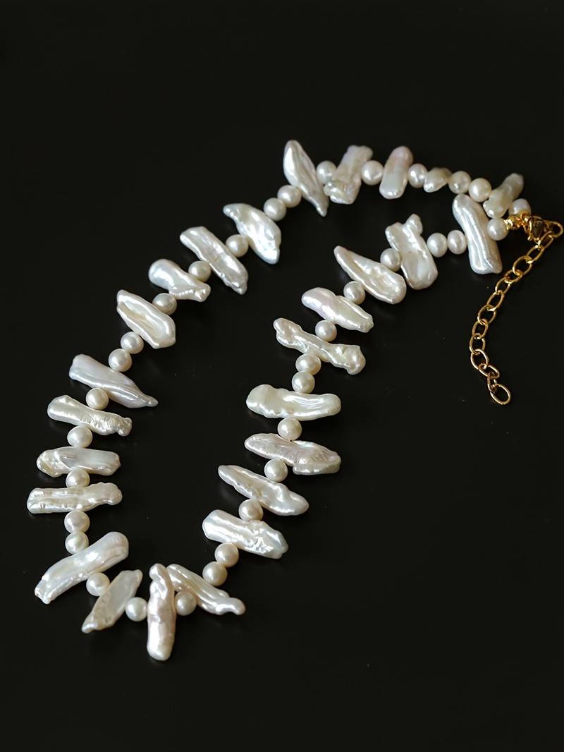 elegant french inspired baroque natural   necklace unique clavicle chain for   for vacations parties gift box included natural pearls may have     details 1