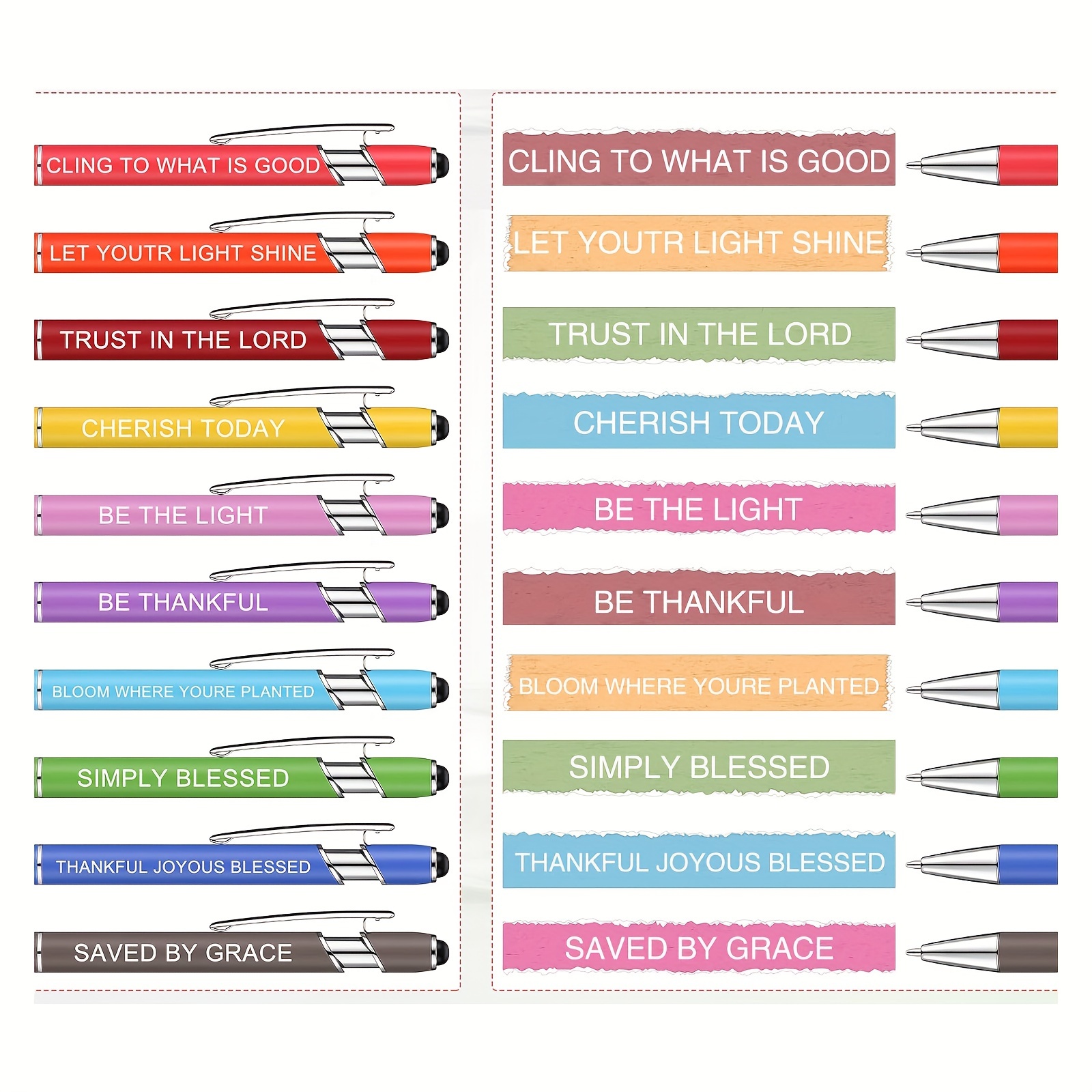 10 Pack Motivational Ballpoint Pens With Touchscreen Stylus Tips Smooth ...