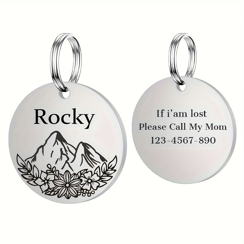 TEMU A Customizable Engraved Stainless Steel Pet Id Tag, Personalized With Pet's Name And Phone Number, Double-sided Engraving, Exquisite Design,