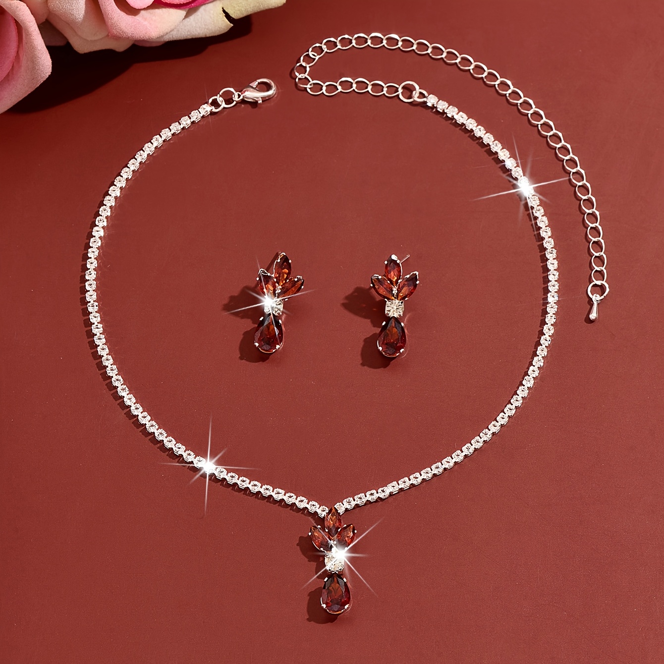Floral Leaf Waterdrop Jewelry Set, Exquisite Design