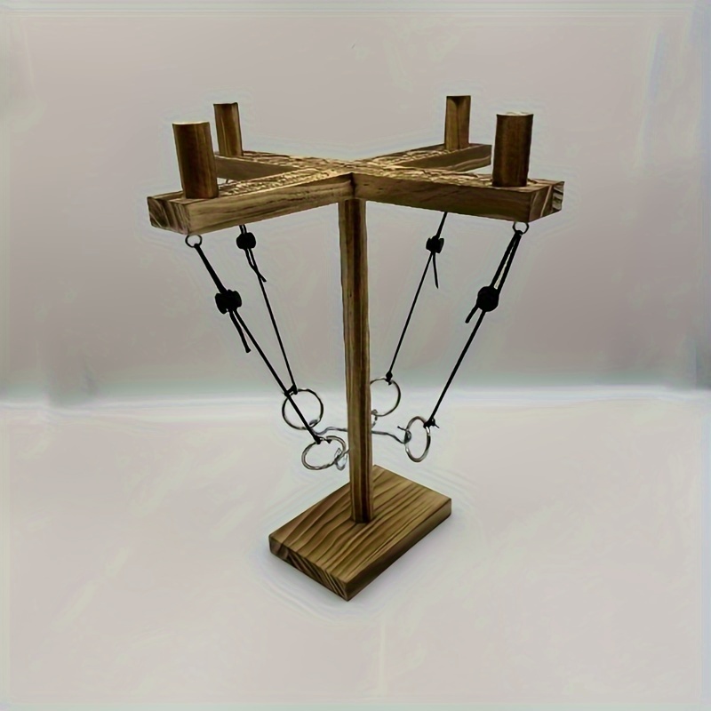 Image of Four-player Wooden Hook And Loop Game - Indoor/outdoor Party Activity For, Ideal For Social Gatherings, Bars, And , Includes Creative Carabiner Action, Games For Party, Winter, New Year