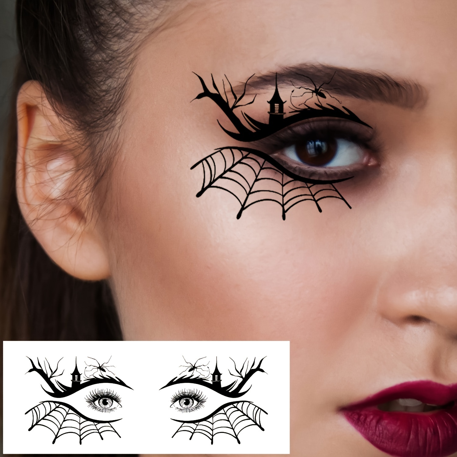 

Spooky Eyeliner Stickers: , , Pumpkins, Bats, And Spiderwebs - Perfect For Festive Parties And Haunted Makeup Looks