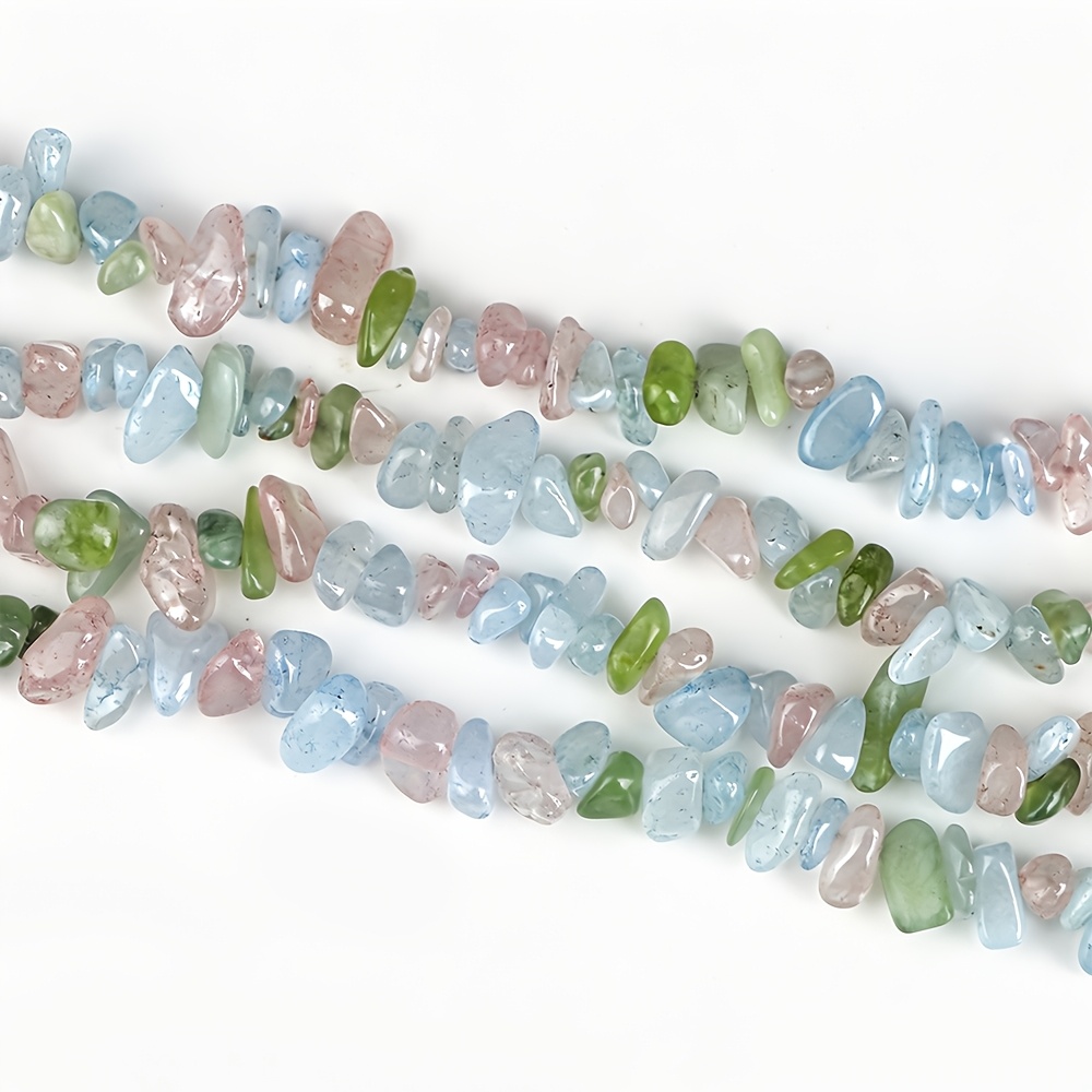 TEMU 1pc Stile al Mare Rosa Blu Verde Perla Materiale Pietra Colorata Irregolare Perle Sciolte 40Cm/80Cm 2 Lunghezze Disponibili Bracciale Unisex